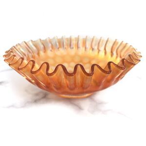 Carnival Glass Coin Dot Marigold Ruffle Low Bowl Fenton? S28
